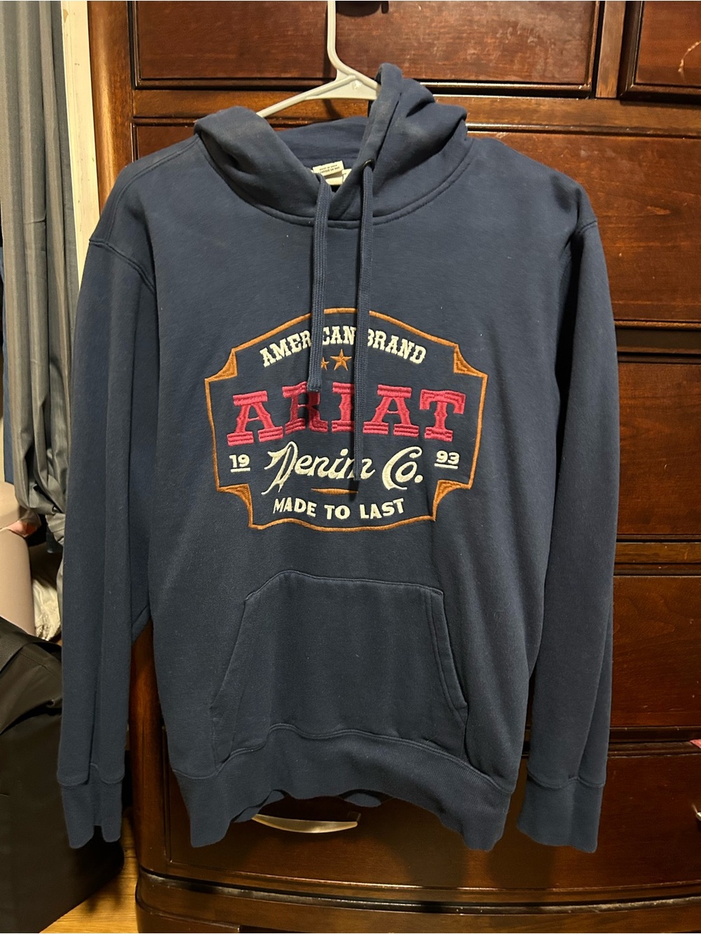 Ariat Navy Pullover Hoodie with Red and Gold Embroidered Logo